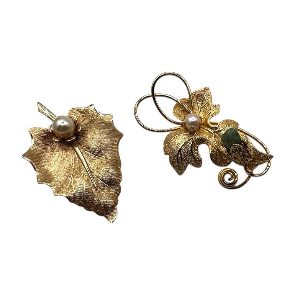 Vintage Leaf Faux Pearl with Hardstone